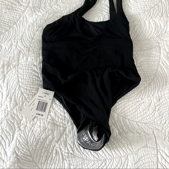 L*space Black Ribbed Phoebe One Piece Swimsuit or Bodysuit Size 6 NWT. - Picture 8 of 8